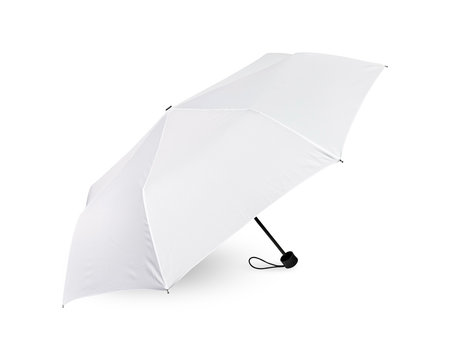 Blank umbrella isolated on white background. Portable parasol for protection sun and rain. Clipping paths object.