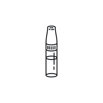 Vape cartridge vector line art icon black on white background cannabis marijuana industry business symbols