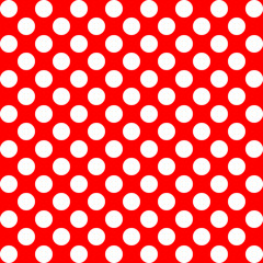 Fototapeta na wymiar White polka dots pattern on red background illustratioh