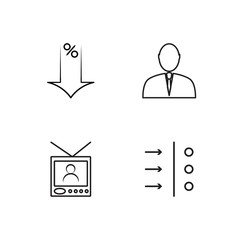 business simple outlined icons set