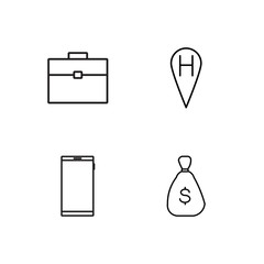 business simple outlined icons set