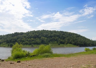 Scenic Lake Wallace at the Robbers Cave State Park  Wilburton, Oklahoma on a bright sunny day