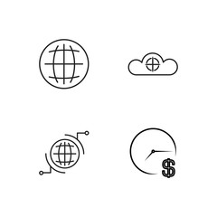 business simple outlined icons set