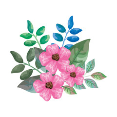 flowers and leafs decorative icon