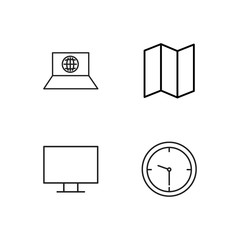 business simple outlined icons set