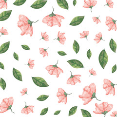 roses and leafs pattern background