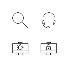 business simple outlined icons set