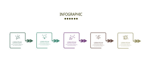 modern infographic timelime with 5 opstions step label design template vector
