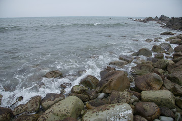 荒れる海岸　銚子