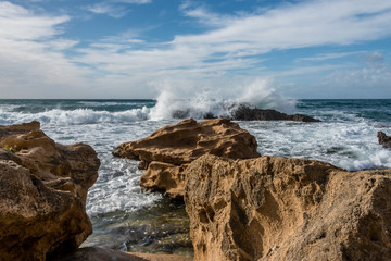 Waves Crashing on the Rocks at San Marco di Castellabate Italy