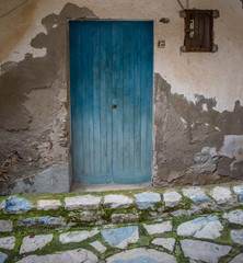 Ancient Blue Door in Italian Village