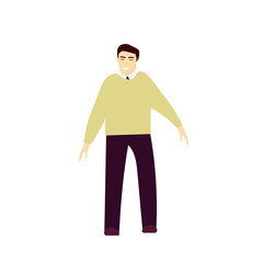Vector illustration of happy standing man. Smiling man.