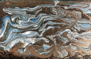 Marble abstract acrylic background. Marbling artwork texture. Agate ripple pattern. Gold powder.