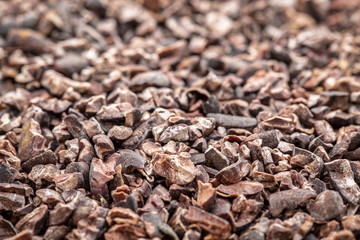 raw cacao nibs background