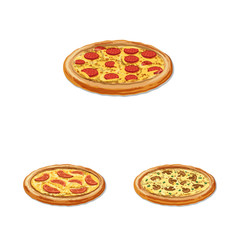 Vector design of pizza and food sign. Set of pizza and italy stock symbol for web.