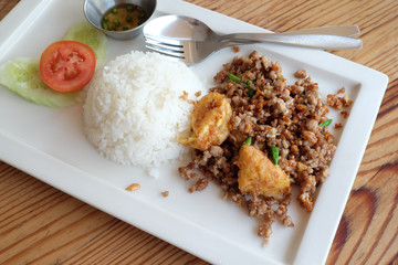 Rice, pork, tofu and Thailand