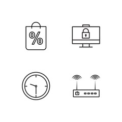 business simple outlined icons set