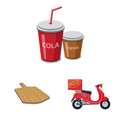 Vector design of pizza and food sign. Set of pizza and italy stock symbol for web.