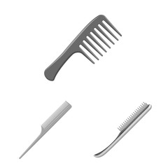 Isolated object of brush and hair sign. Collection of brush and hairbrush stock vector illustration.