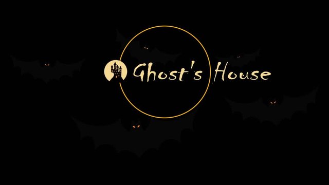 Halloween logo screensaver. house with ghosts