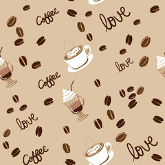 Vector Seamless Coffee illustration Pattern