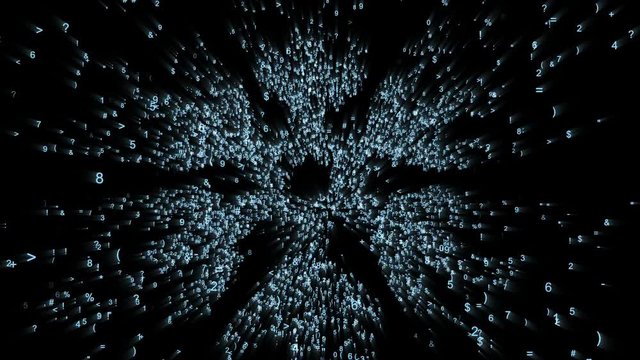Snowflake is a holiday symbol in the digital space, the animation consists of a stream of numbers and symbols