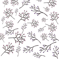 branches with seeds pattern background