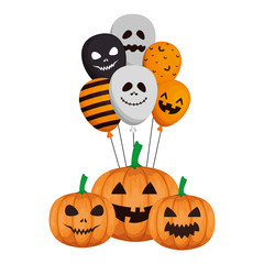 happy halloween pumpkins with balloons helium