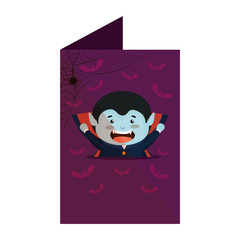 card with boy dressed up as a halloween dracula