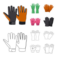 Fototapeta premium Vector illustration of glove and winter logo. Set of glove and equipment vector icon for stock.