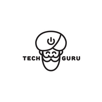 Logo guru line art style Royalty Free Vector Image