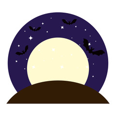 bats flying on night halloween scene