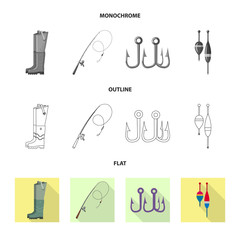 Vector design of fish and fishing symbol. Set of fish and equipment vector icon for stock.