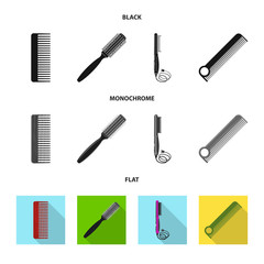 Vector illustration of brush and hair icon. Collection of brush and hairbrush vector icon for stock.