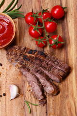 Beef steak with spices and vegetables