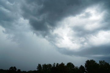  tree and dark storm cloud before thunderstorm