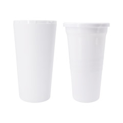 White ceramic cup on isolated background with clipping path. Two layer drink product for montage or your design.