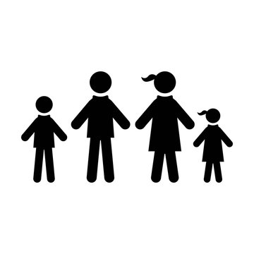 Family icon vector people symbol in glyph pictogram illustration