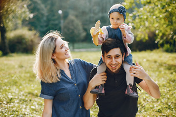 Family spend time in a park