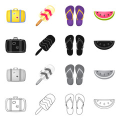 Vector design of equipment and swimming logo. Collection of equipment and activity vector icon for stock.
