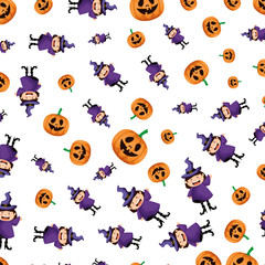 girl dressed up as a halloween witches pattern