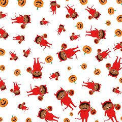 boy dressed up as a halloween devil pattern