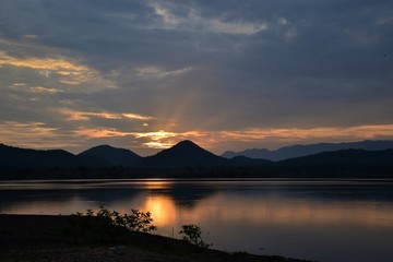 sunset over lake