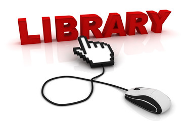 Fototapeta premium Computer mouse and the word Library