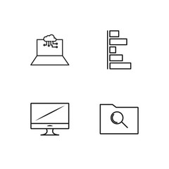 business simple outlined icons set