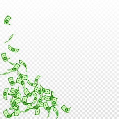 American dollar notes falling. Sparse USD bills on