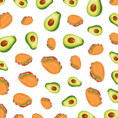 taco mexican with avocados pattern