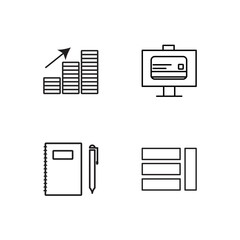 business simple outlined icons set