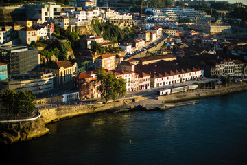 Fototapeta na wymiar View of the Douro river and houses in the historic center of Porto, Portugal.