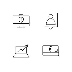 business simple outlined icons set